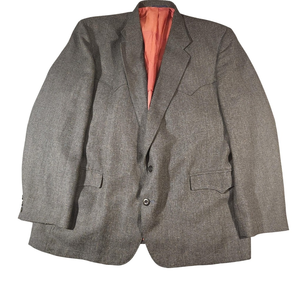 Vintage‎ Circle S Blazer Mens 48R Gray Tweed Western Sport Coat Made USA 90s